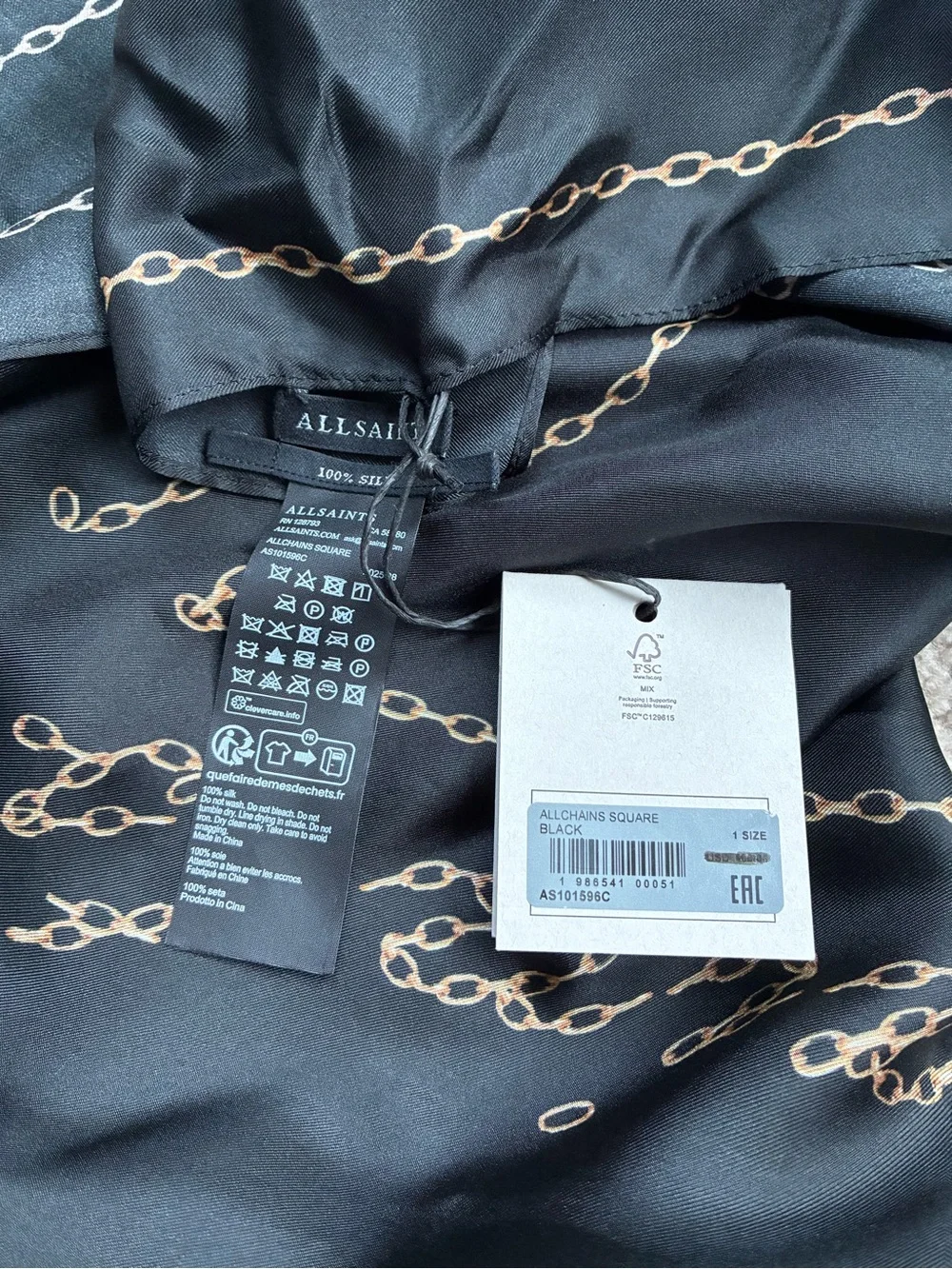 All Saints All Chains silk square scarf